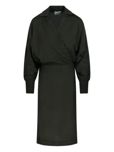 Nude wrap-neck ribbed dress Green 1101W25517