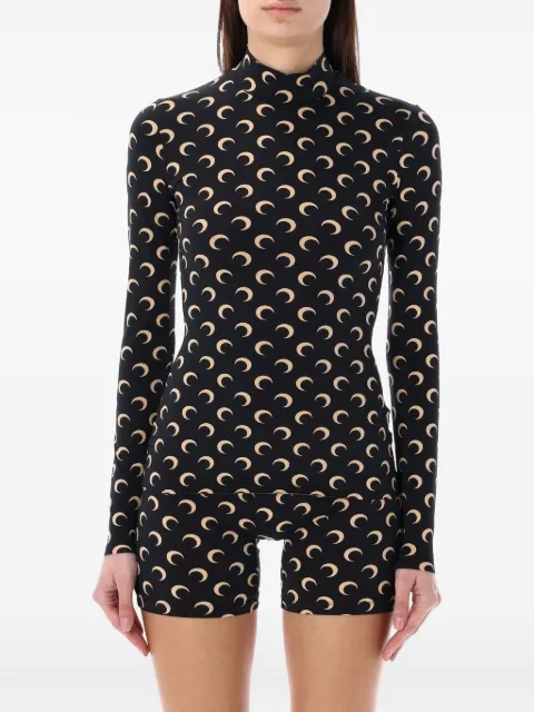 Marine Serre moon-print long-sleeve top Black WTS005ACJER0001