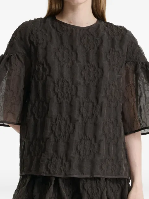 Cecilie Bahnsen Bryndis matelassé-effect blouse Brown BRYNDISTOPASOILBROWN