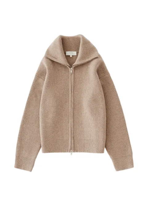 Studio Nicholson ribbed-knit zip-up sweater Neutrals SANDOSSN1497OATMEAL