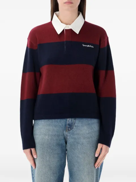 Sporty & Rich logo-embroidered striped-pattern polo top Red WS08062300RE42
