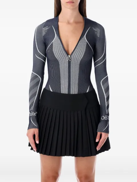 Off-White Diag seamless zip long-sleeve bodysuit Grey OWVZ004F25KNI0014801