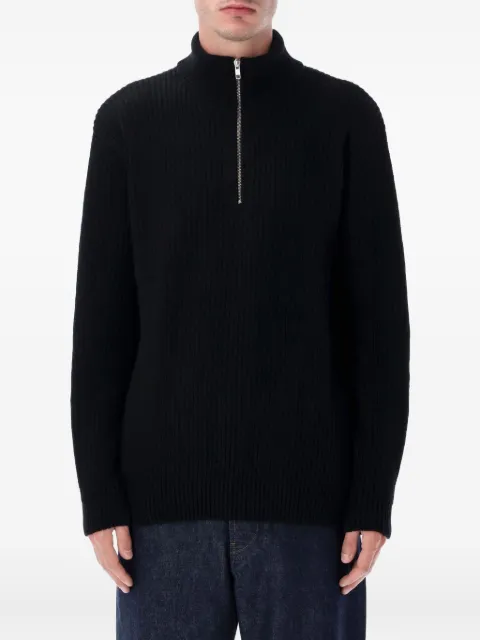 colorful standard ribbed half-zip sweater Black CS5091