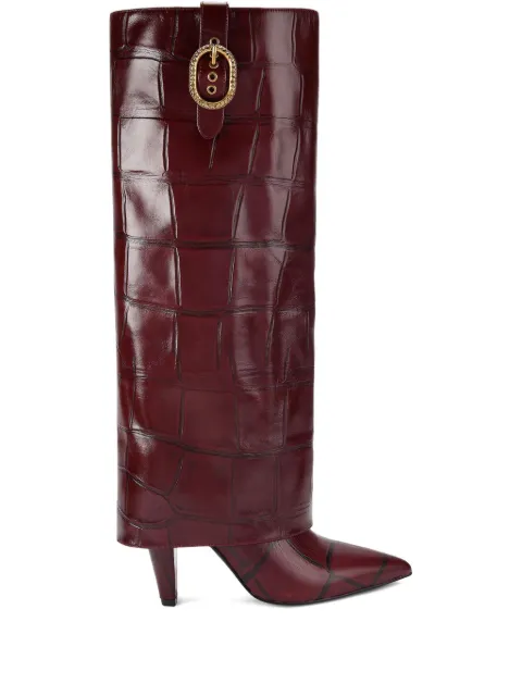 Kurt Geiger London 100mm croc-embossed fold-over boots Red 5022354419