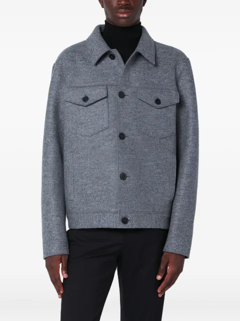Harris Wharf London wool single-breasted shirt jacket Blue CH9331