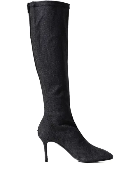 Courrèges 75mm denim pointed-toe boots Black 424SBT045DE0035IND