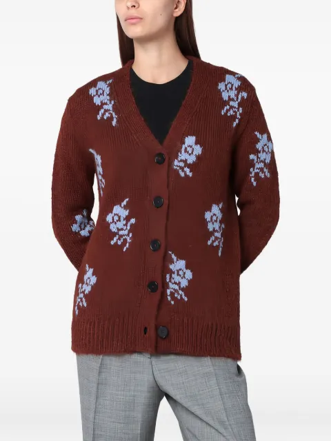 Jil Sander floral-print cardigan Brown J02HP0045