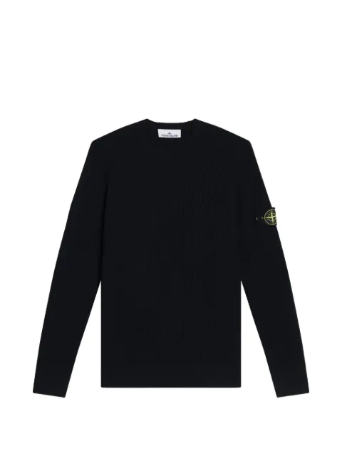Stone Island ribbed-knit logo-patch sweater Blue K2S155100053S00C2