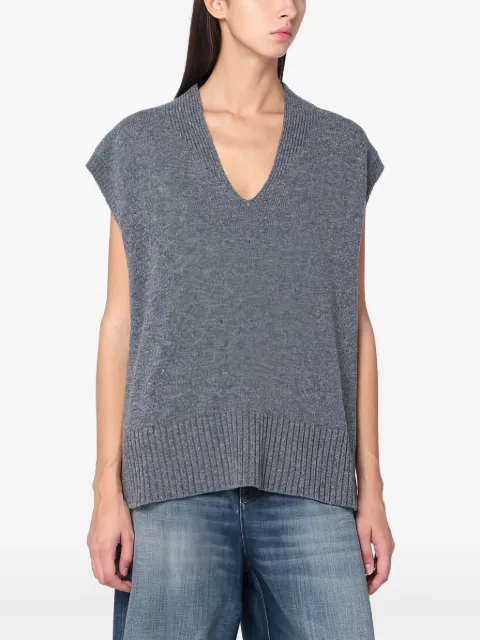Roberto Collina v-neck knitted top Grey 253F20016