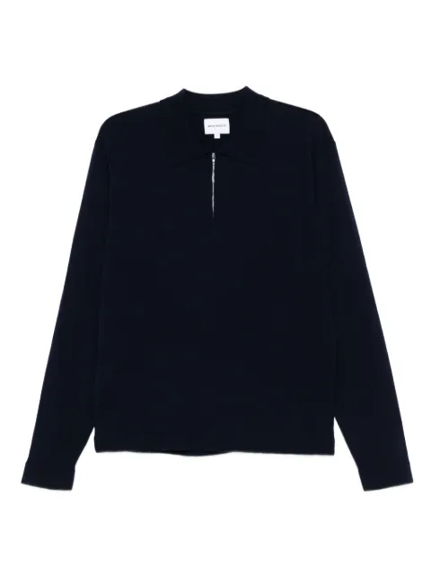 Norse Projects zip-neck polo shirt Black N450650