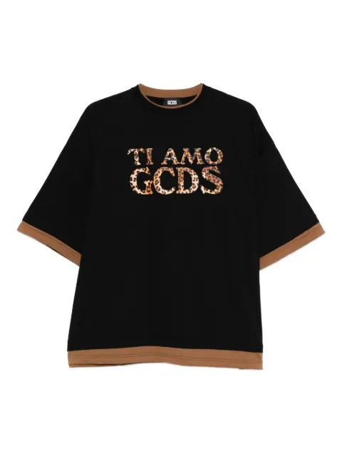 GCDS leopard-print trim t-shirt Black B2XW2325JF1