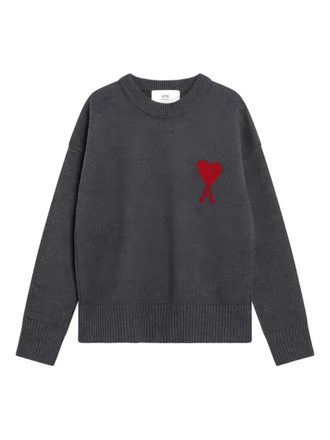 AMI Paris Ami de Coeur cotton sweater Grey UKS838U018