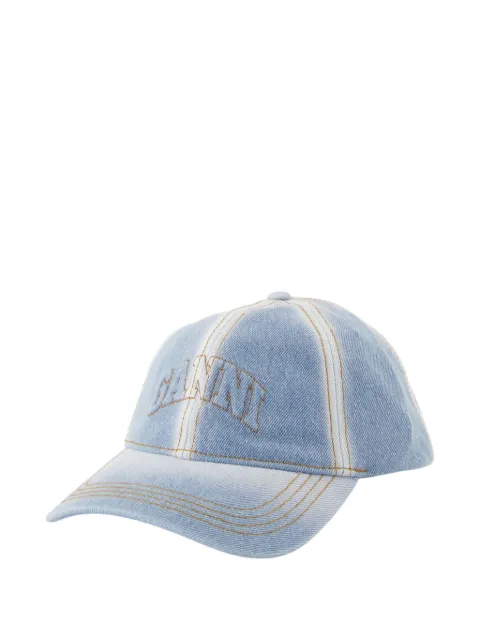 GANNI logo-embroidered denim cap Blue A6919676