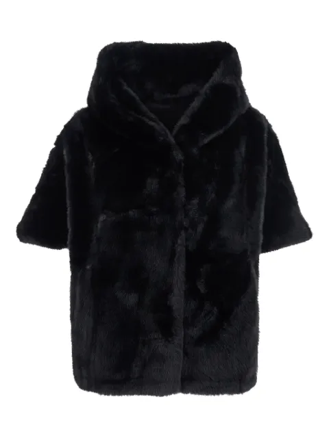 Giovanni Paris hooded short-sleeved coat Black LEONIE