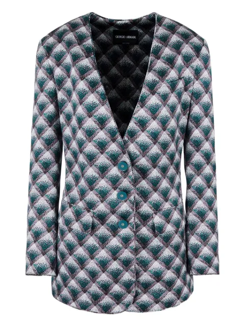Giorgio Armani geometric-pattern single-breasted blazer Green GW000144TE10938