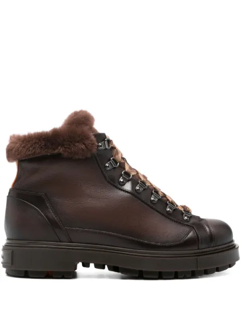 Santoni fur-trim desert boots Brown MGSM18274DARSOMF