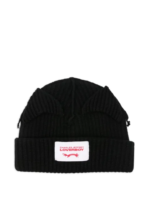 Charles Jeffrey Loverboy ribbed-knit beanie Black 054132401