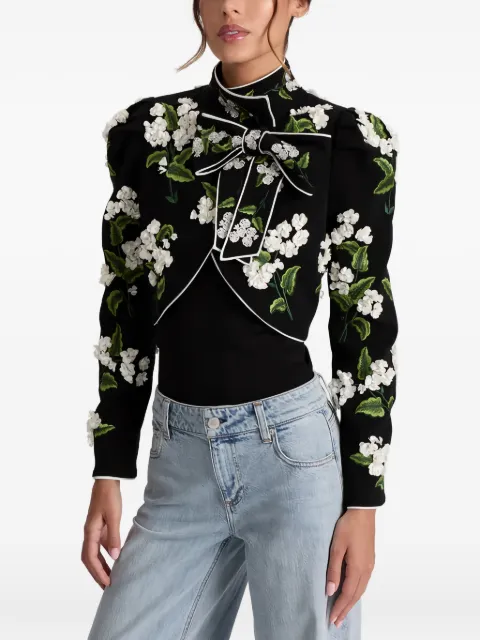 alice + olivia Addison floral-embroidered jacket Black CG506E70202