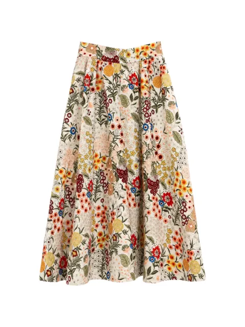 alice + olivia Earla floral-print midi skirt Neutrals CG506D32311