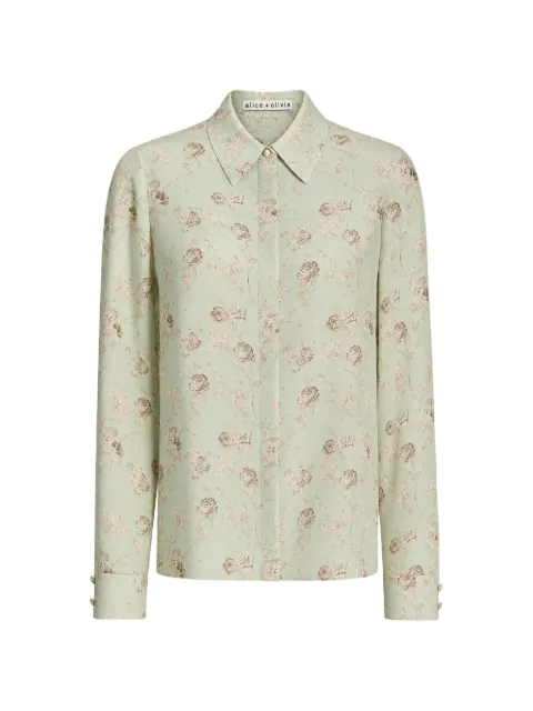 alice + olivia floral-print silk-blend blouse Green CC506P44011