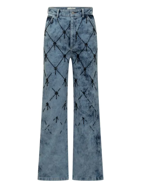 DES PHEMMES embroidered jeans Blue D311DR