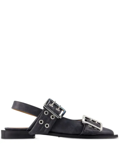 GANNI buckle pointed-toe flats Black S3152911