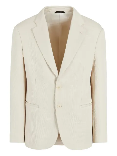 Giorgio Armani single-breasted textured blazer Neutrals GM000003TE11300