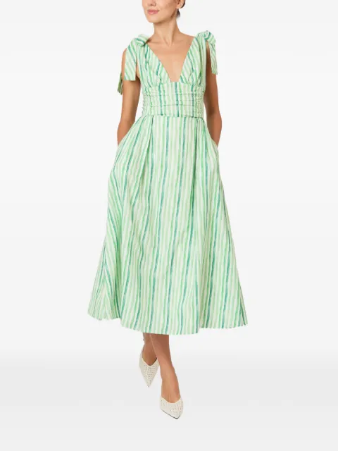 Rosie Assoulin tied-sleeves striped dress Green C261D02WL036300