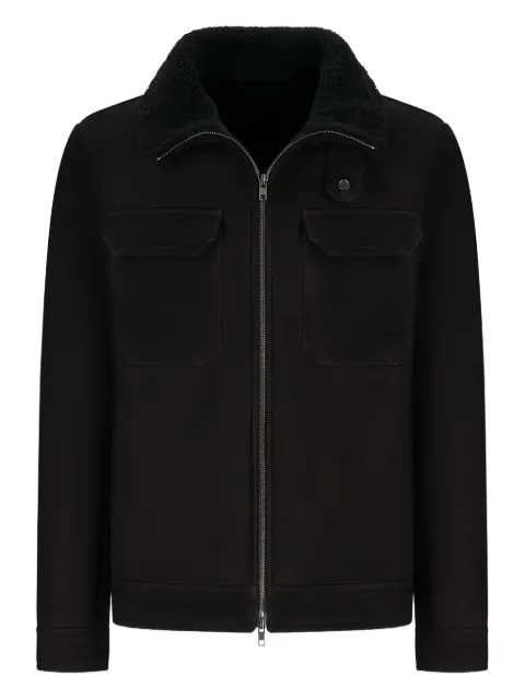Salvatore Santoro fleece-collar suede jacket Black 49519U