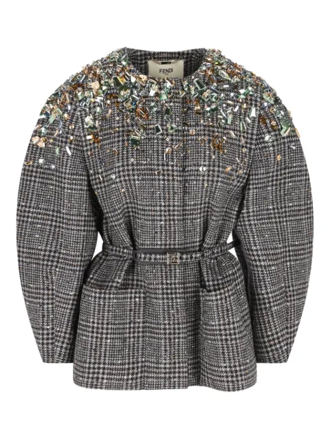 FENDI crystal-embellished jacket Grey FJ7647AYNC