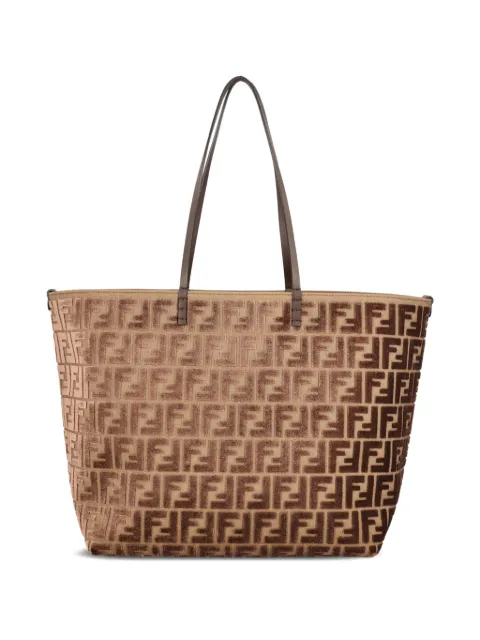FENDI FF logo velvet tote bag Brown 8BH425AT14