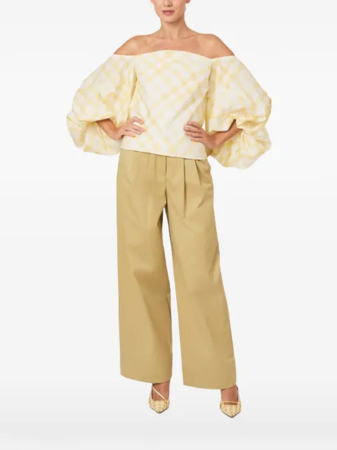 Rosie Assoulin off-shoulder plaid top Yellow C261T01WL034700