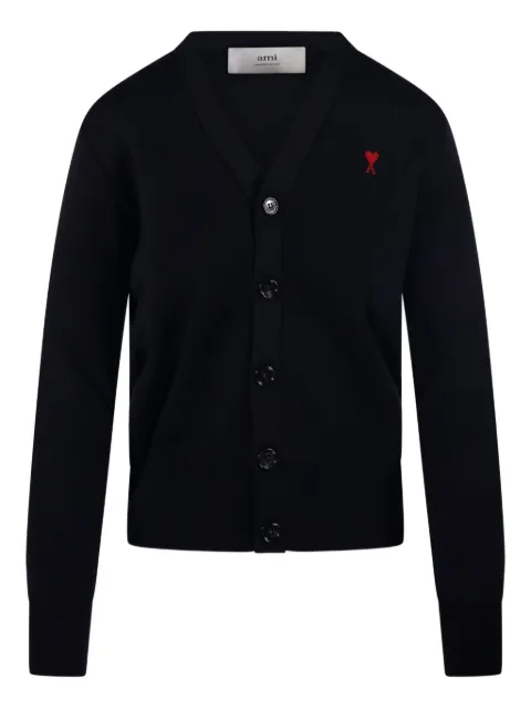 AMI Paris Ami De Coeur-logo embroidered cardigan Black 26PFKC374001