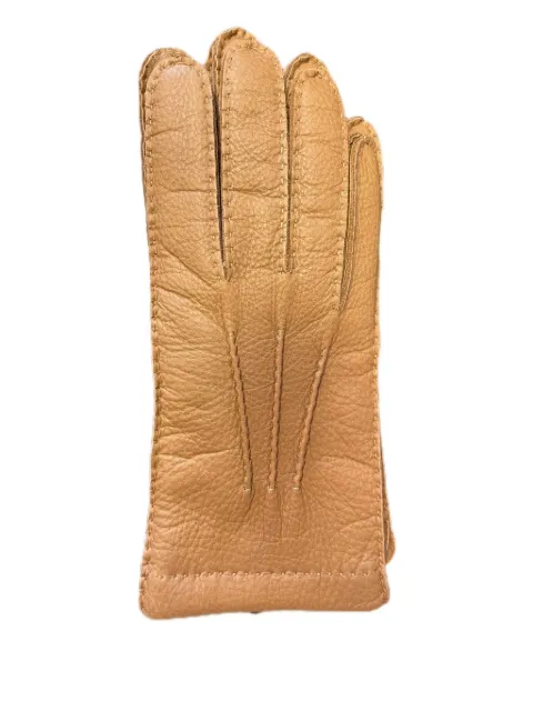 Mario Portolano leather gloves Brown 3763CHESTNUT