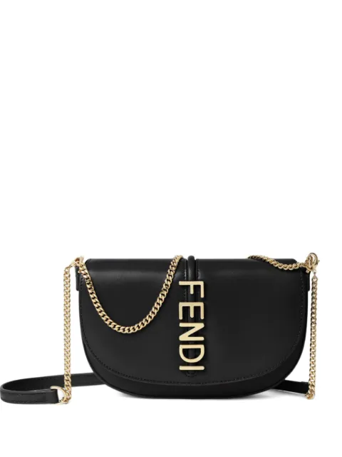 FENDI Fendigraphy logo-lettering shoulder bag Black 8M0529ANSS