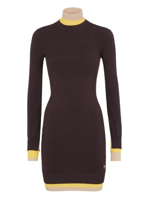 FENDI contrasting-trim dress Brown FZDC36ASJG