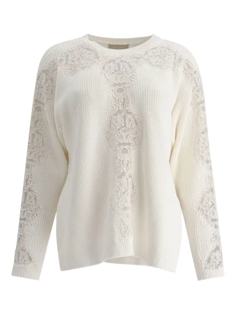 Elie Saab lace-insert cotton sweater White TO154NR25WK003