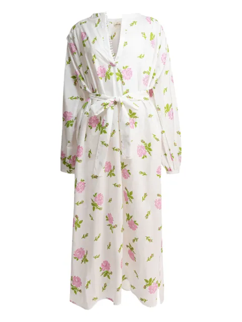 Tallulah Resortwear rose-print belted dress White TGTMAEVEDPROSE