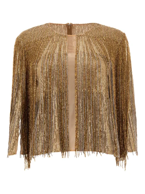 Elie Saab fringed crew-neck blouse Gold TO145NR25BE027