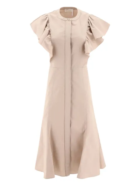 Chloé ruffle-detail button-front dress Neutrals C23URO2604624F