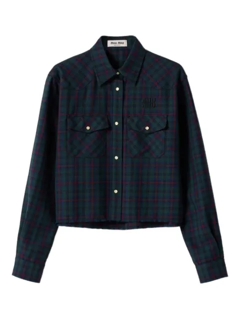 Miu Miu plaid-print snap-fastening shirt Blue MK1970SOOO174R