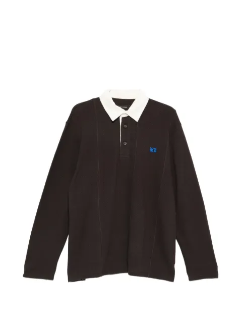 Wales Bonner pique long-sleeve polo shirt Brown MS26JE08JE03801