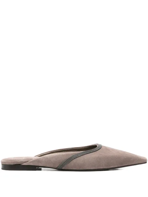Brunello Cucinelli Monili-chain suede mules Brown MZSFC3000C2659