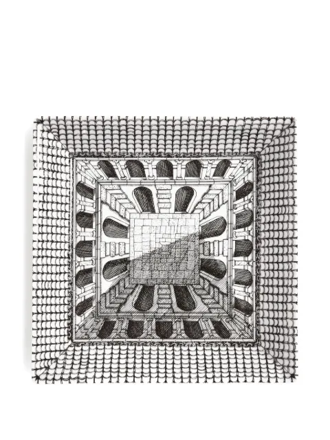 Fornasetti Vide-poche Architettura square tray (20,8cm x 20,8cm) Black P64X001FOR21