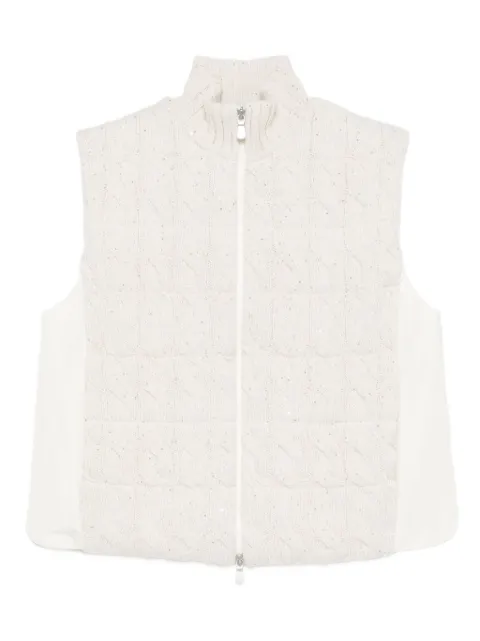 Gran Sasso cable-knit zip-up vest Neutrals 7827068670005