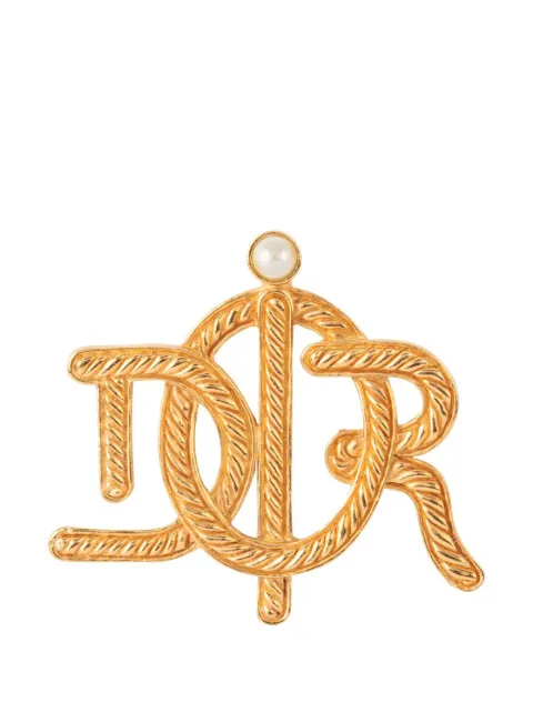 Christian Dior Pre-Owned 1980s CD-logo brooch Gold PN024940