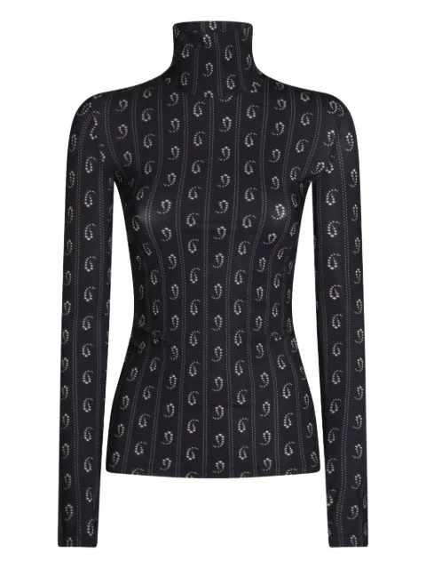 Tory Burch geometric-print turtleneck top Blue 116439