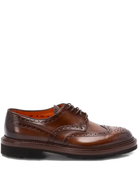 Santoni lace-up brogue-detail derby shoes Brown MCCO15761JL4GNTGM48