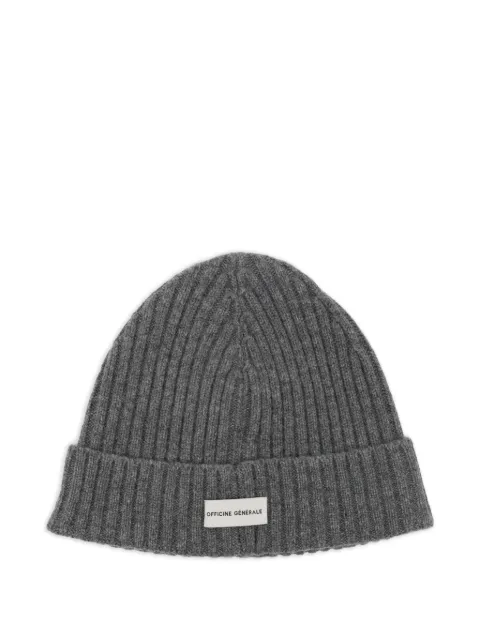 Officine Generale logo-patch beanie Grey W25XACC872
