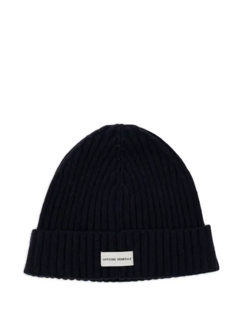 Officine Generale logo-patch beanie Blue W25XACC868